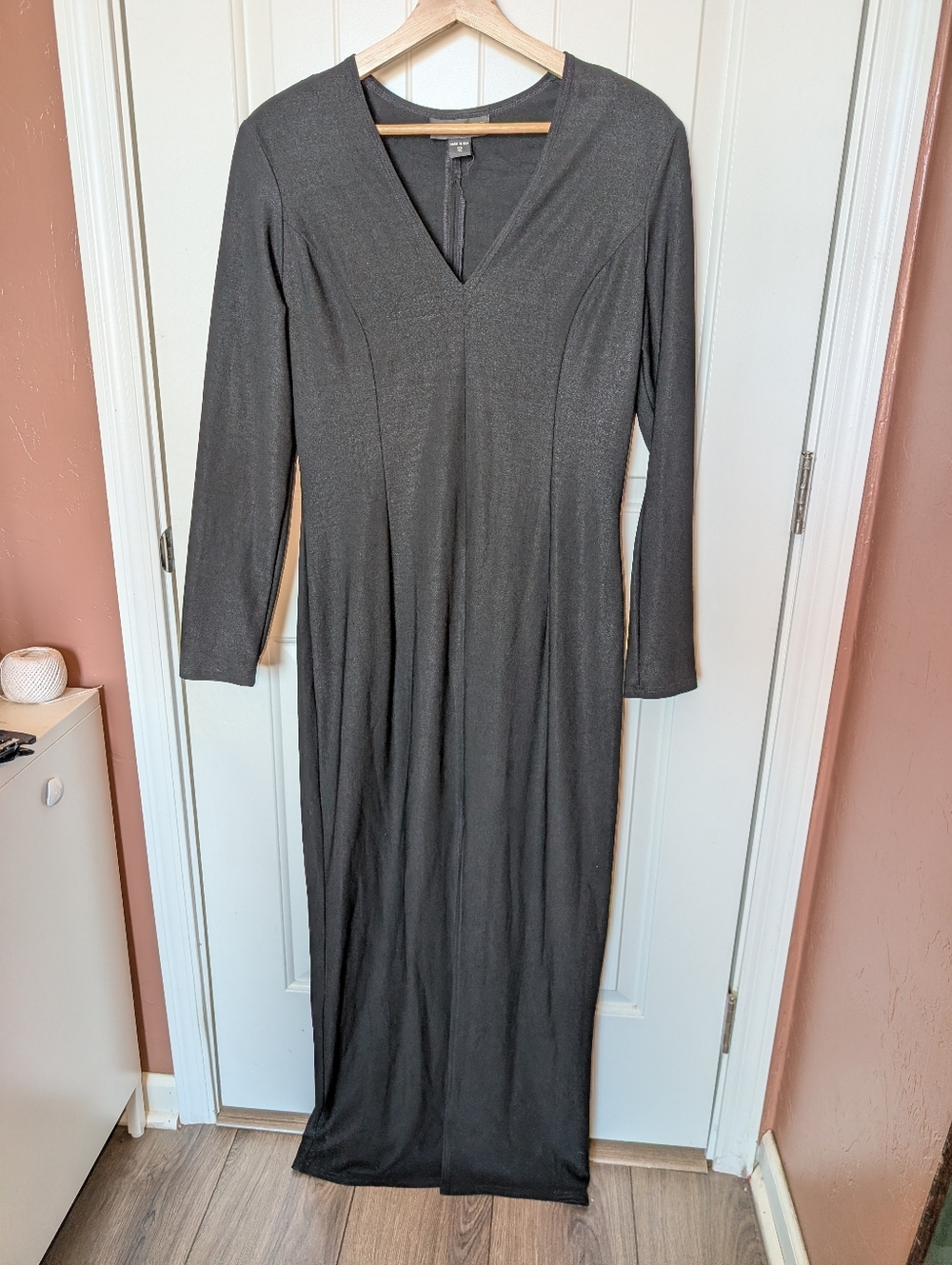 Vintage Scott McClintock Long Sleeve V-Neck Maxi Dress W12 Black